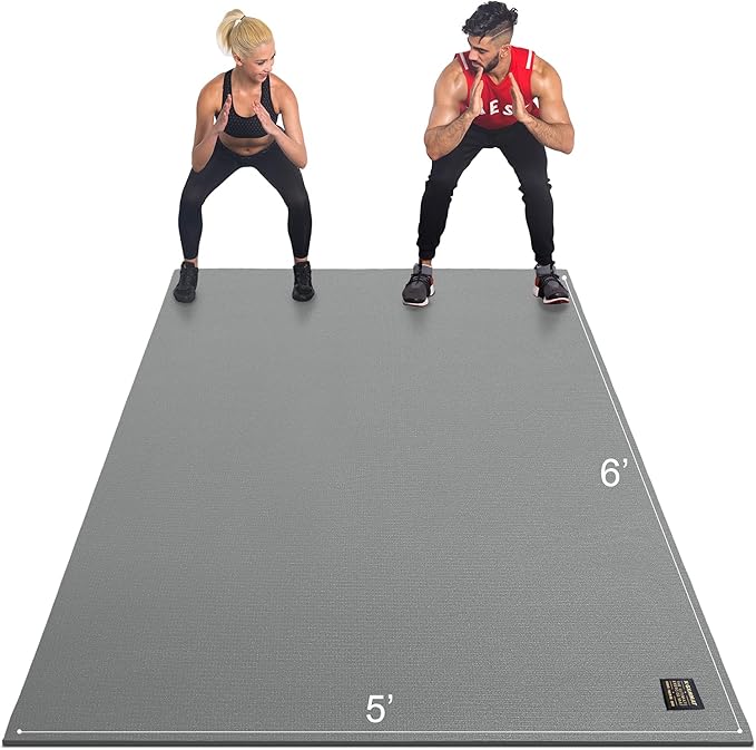 GXMMAT Large Exercise Mat 6'x4'/6'x5'/6'x6'(7mm), Thick Workout Mats for Home Gym Flooring, Extra Wide Non-Slip Durable Cardio Mat, Shoe Friendly, Perfect for Plyo, MMA, Jump Rope, Weights, Fitness - Bloomnest