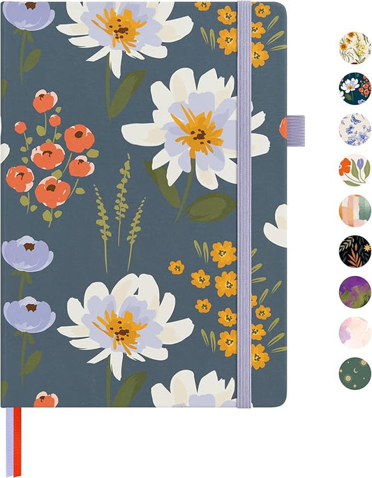 &And Per Se Dotted Journal Notebook, A5 Hardcover Bullet Dotted Journal, 160 Pages 100 gsm Thick Paper, 3 Sheets of Stickers Included - 5.7'' x 8'' (Garden Flowers)