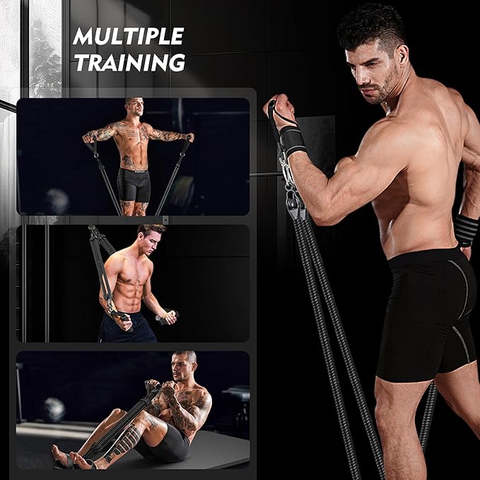 Adjustable Pedal Resistance Bands Set - Home Gym Equipment for Full-Body Workout, Elastic Exercise Bands with Handles for Waist Training, Arm & Leg Strength Building, Sit-Ups, and Pull Training - Bloomnest