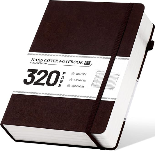 CAGIE B5 Journal Notebook for Men Women 320 Pages 100 GSM Paper Vintage Journaling Notebooks A5 Hardcover Leather Journals for Writing Travel Work Note Taking Diary, 7.6x10 in, Dark Brown - Bloomnest