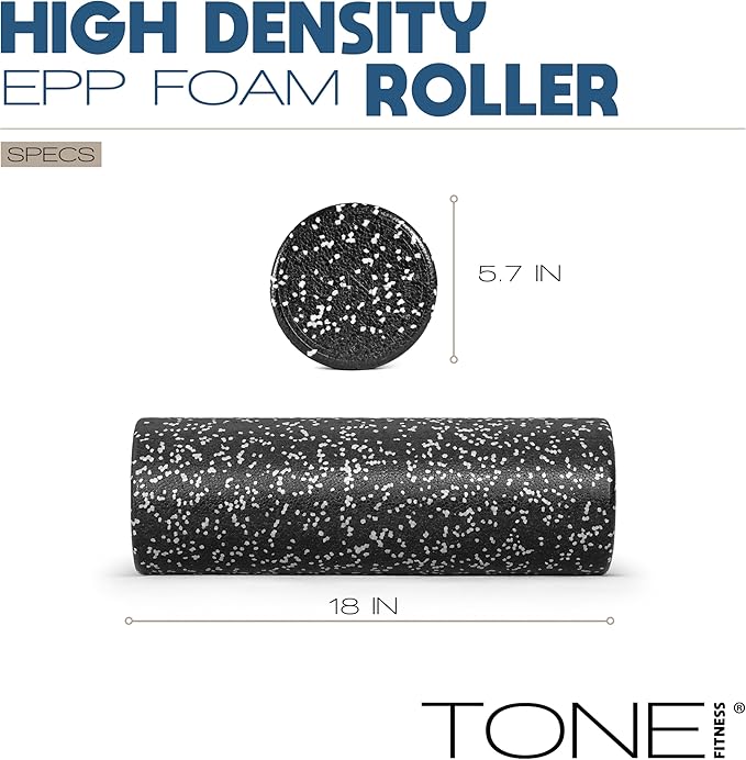 Tone Fitness High Density EPP Foam Exercise Foam Roller for Yoga, Pilates, Stretching, Massage, and Recovery | Multiple Sizes and Colors - Bloomnest