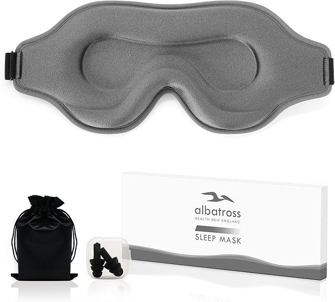 Sleep Eye Mask for Men Women, Lash Extensions 3D Sleeping Mask, Travel Blackout Night Blindfold Eye Shade Cover with Adjustable Strap (Grey-3D) - Bloomnest