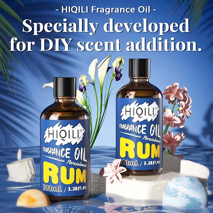 HIQILI Rum Essential Oil - Sweet Mellow Fragrance Oil for Diffuser, Candle Soap Perfume Lotion Making, 3.38 Fl Oz HIQILI