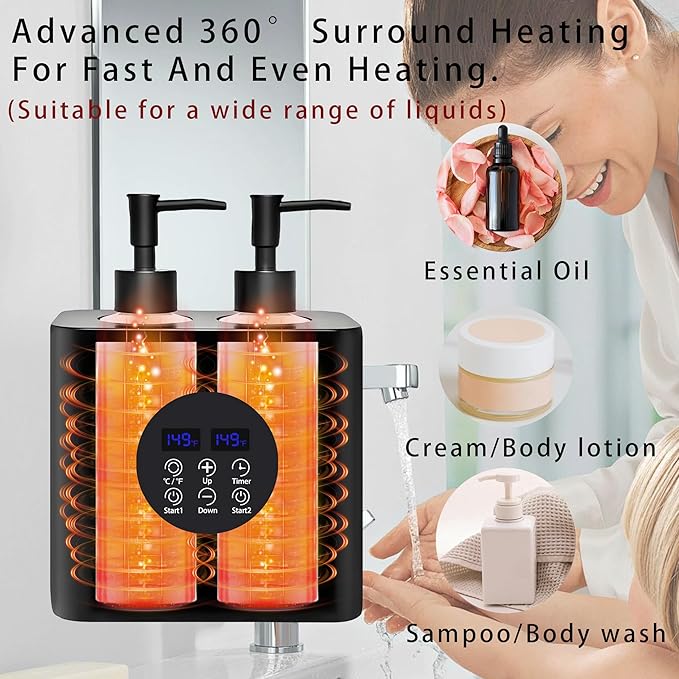 Massage Oil Warmer, Professional Lotion Warmer, Cream Warmer, Oil Bottle Warmer, Automatic Thermostat, For Salon, Barber Shop, Home, With Four Oil Bottle Dispensers, 002-Black - Bloomnest