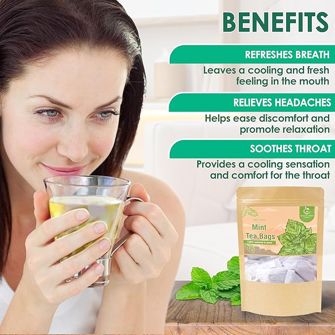 NHAT ANH FARM - Premium Peppermint Tea Bags, 40 Peppermint Tea Bags, 100% Natural Dried Mint Leaves, Naturally Sweet Herbal Tea, Sugar-Free, Caffeine-Free, No Additives. - Bloomnest