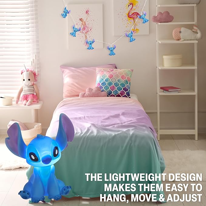 Disney Stitch LED String Lights for Kids, Teens, Adults, 10 Battery Operated Indoor 59” Fairy Lights, Room Decor Lighting, Gifts for Kids (Blue Stitch) - Bloomnest