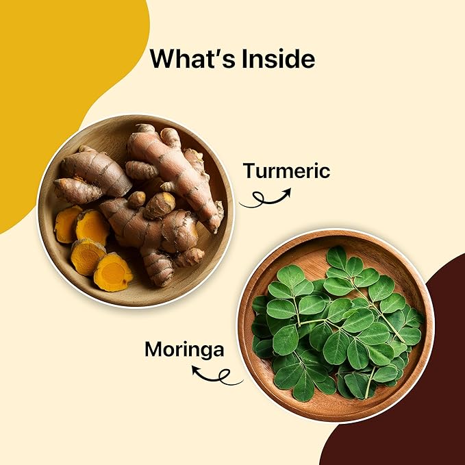 BLUE TEA - Turmeric Tea - Moringa - 30 Count - Pyramid Plant Based Tea Bag | CURCUMIN RICH - HERBAL BLEND | Caffeine Free - Vegan - Herbal Tea - Mild Flavor - Healthy | Reusable Tin Pack - Bloomnest