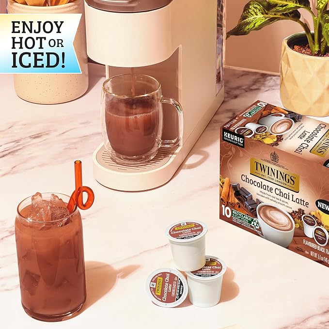 NEW Twinings Chocolate Chai Latte Tea 60 K-Cup Pods for Keurig, 10 Count (Pack of 6), Velvety Smooth Cocoa with Real Spiced Tea, Caffeinated, Enjoy Hot or Iced - Bloomnest