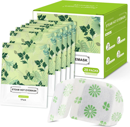 20 PCS Steam Eye Masks wormwood Heated Eye Mask Self Heating for Eyes, Disposable Warming Eye Mask for Sleep, Unscented Scent Eye Steam Mask for Spa/Travel, Stress Relif & Relaxation Gifts for Women