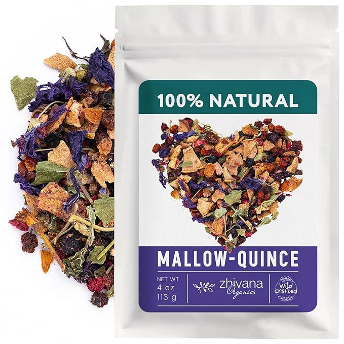 Blue Mallow and Quince Herbal Tea – Loose Leaf Caffeine Free Tea – Floral Fruity Relaxing Tea – 100% Natural Ingredients – Te de Malva - 4 oz - Bloomnest