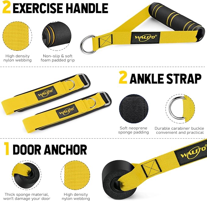 WALITO Resistance Bands Set - Exercise Bands with Handles, Door Anchor, Legs Ankle Straps, for Heavy Resistance Training, Physical Therapy, Muscle Training, Yoga, Home Workouts, Gym - Bloomnest