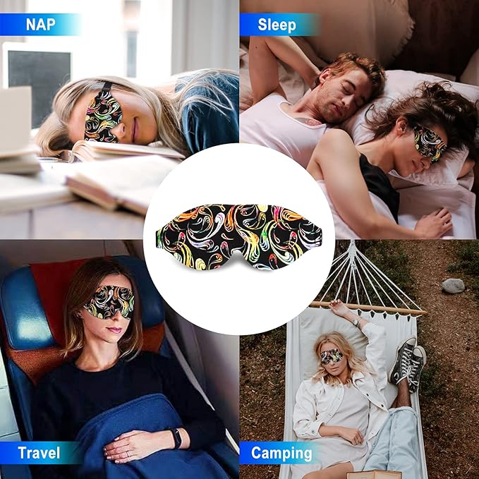 3D Sleep Mask, 100% Blackout 3D Contoured Sleep Eye Mask, Comfortable & Super Soft Sleeping Mask with Adjustable Straps for Women, Men, Sleeping Travel Yoga Naps (Colorful - Pack of 1) - Bloomnest