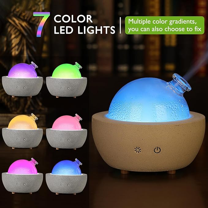Essential Oil Aromatherapy Diffuser for Home Bedroom Large Room Glass Stone Ultrasonic Air Scent Mist Aroma Diffuser 200ML Defusers—Dark Gray Bloomnest
