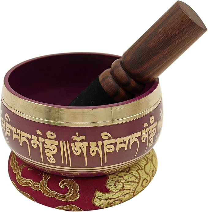 KHUSI Seven Chakra Tibetan Singing Bowls Set, Crown Chakra Bowl, Purple, Hand-painted, Meditation Practice - Bloomnest