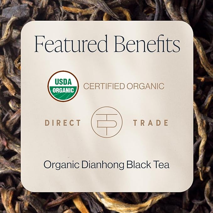 Rishi Tea Golden Yunnan Black Tea - Organic, Loose Leaf Tea, Smooth & Rich Ancient Chinese Tea, Energizing & Caffeinated - 16 Ounces, 56+ Servings - Bloomnest