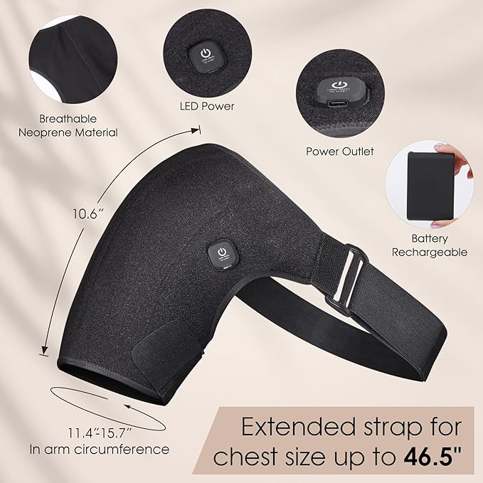 Cordless Heated Shoulder Wrap for Shoulder Pain with 2 Heating Settings Warmer, Heating Shoulder Brace Heating Pad for Men and Women - Bloomnest