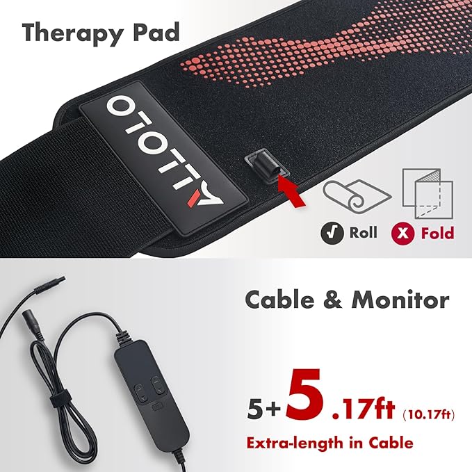 ALLOLO Red Light Therapy Belt, 39"*7.7" Large Area with 180pcs 3-in-1 LEDs 660nm & 850nm Infrared Red Light Therapy for Body, Adjustable & Portable Therapy Wrap for Shoulder Waist Belly Joint(Corded) Bloomnest