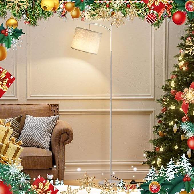 60" Floor Lamps with Remote Control & Bulb, Colors Temperature & Brightness Adjustable, Gray Shade & Silver Pole - Bloomnest