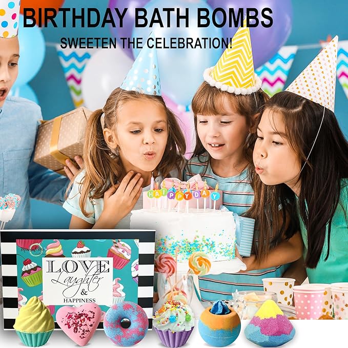 Bath Bombs Gift Set for Christmas - Bath Bombs for Girls, 6 Aromatherapy Natural BathBombs w/Organic Ingredients Skin Moisturizing Bubble BathBombs for Women Relaxing, Kids Stocking Stuffers - Bloomnest