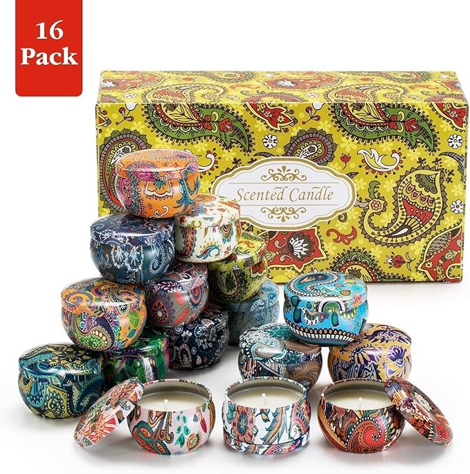 Set 16 Pack Scented Candles Gifts Soy Wax Travel Tin Jar Candles for Home 2.5 OZ Scented Candles for Mom for Christmas, Birthday, Thanksgiving, Mother's Day… - Bloomnest