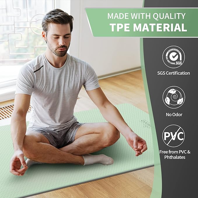 CAMBIVO Extra Wide Yoga Mat for Women and Men (72"/84"x 32"x 1/4") TPE Workout Mat, Non-slip Large Exercise Fitness Mat for Yoga, Pilates, Workout - Bloomnest