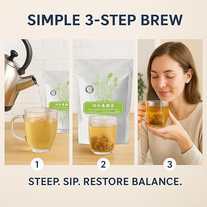 Herb Guru Four Harmony Beauty Herbal Tea Bags With Ginger, Honey, Orange Peel | Herbal Tea Blend For Beauty Balance And Relaxation Gifts | Premium Teas Infused With Nourishing Botanicals