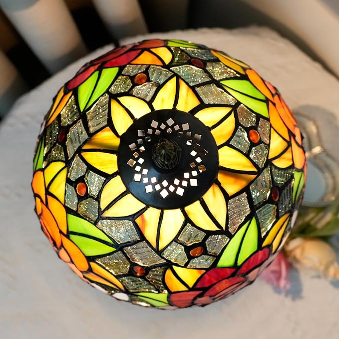 Tiffany Lamp Bedside Table Lamp-Nightstand,Stained Glass Lamp for Bedroom Dorm Living Kitchen, Aesthetic Cute Home Decor Gift (8-inch Rose) - Bloomnest