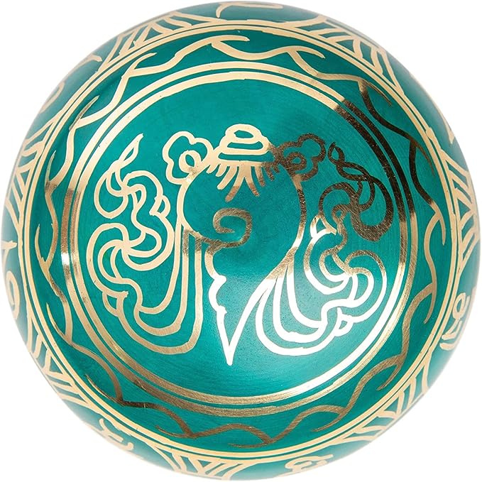 Tibetan Singing Bowl Set - Authentic Handcrafted Mindfulness Meditation Holistic Sound 7 Chakra Healing by Himalayan Bazaar (Turquoise) - Bloomnest