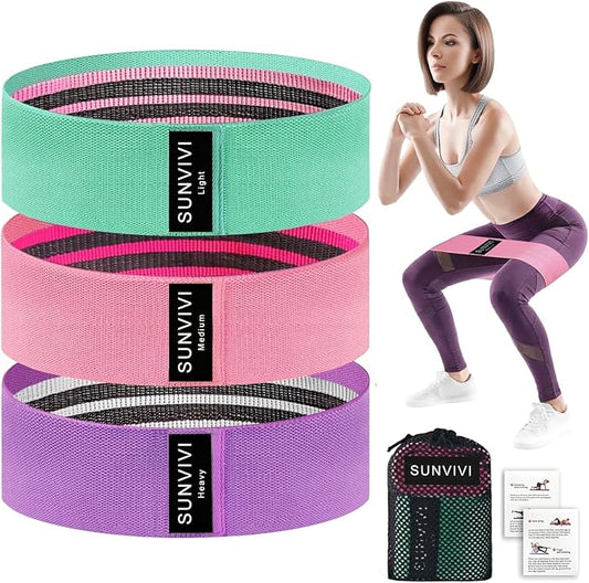 Resistance Bands for Working Out, Fabric Loop Exercise Bands for Legs and Butt, Workout Bands Set for Women and Men, 3 Booty Bands for Yoga, Pilates and Fitness - Bloomnest
