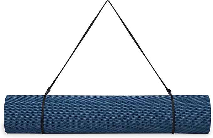 Gaiam Essentials Thick 2/5" (10mm) and Thin 1/4" (6mm) Yoga & Pilates, Fitness & Exercise Mat with Easy-Cinch Carrier Strap