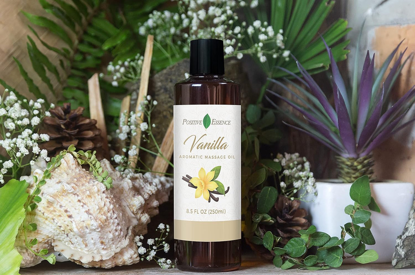 Vanilla Massage Oil for Massage, Body Massage Lotion; Jojoba, Sweet Almond Oil for Skin, Vitamin E, and Pure Vanilla Essential Oil, Body Oil Aceite para Masajes Relajantes