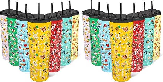 BJPKPK 30oz Insulated Tumbler With lid And Straw Stainless Steel Tumblers Travel Coffee Mug Reusable Thermal Cup,Hawaii Fruits-Yellow (Pack of 2) - Bloomnest