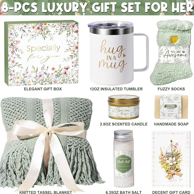 Self Care Gifts for Women Get Well Soon Gifts, Birthday Gifts for Women Care Package, Sympathy Gift Baskets Spa Gifts Thinking of You Inspirational Valentine's Day Gifts for Her Mom Wife Girlfriend