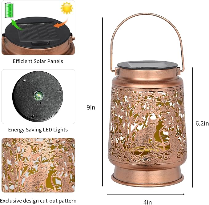 Solar Cat Lantern - Cat Lover Gifts for Women, Mom, Grandma - Garden Decor, Christmas & Mother Day Gift - Bloomnest