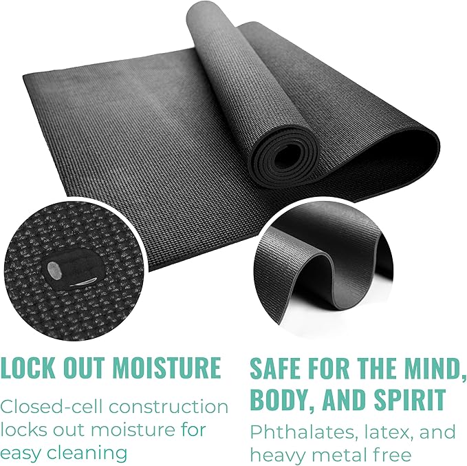 12-Pack Classic Yoga Mat With Carrying Strap, 68" x 24" Non Slip Exercise Mat, 4mm Thick Gym Mat, Bulk Non Toxic Yoga Mats for Home Workout, Schools, Classroom, and Studios - Bloomnest