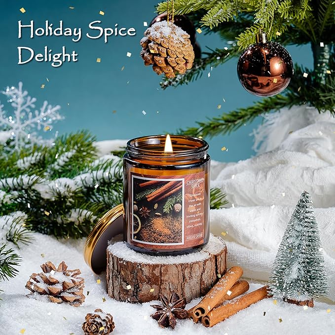 Christmas Candle | Christmas Spice Scented Candle, Holiday Candles Gift, Soy Wax Candle for Home Scented, Aromatherapy Jar Candles, Gifts for Women and Men, Cozy Winter Candles for Home Decor, 7 oz - Bloomnest
