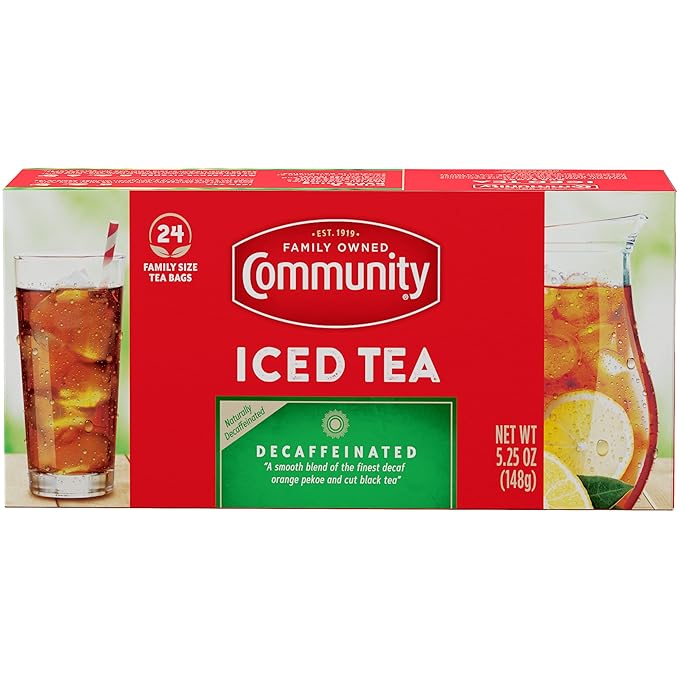 Community Coffee Decaf Tea, 24 Family Size Tea Bags (Pack of 12) - Bloomnest