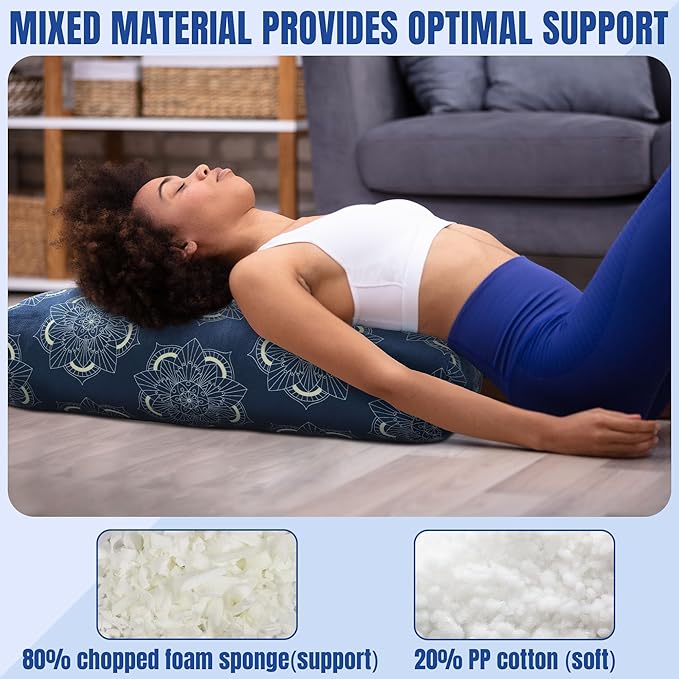 MABOZOO Yoga Bolster Pillow, Rectangular Yoga Bolster for Restorative & Meditation, Professional Meditation Cushion with Carry Handle - Bloomnest