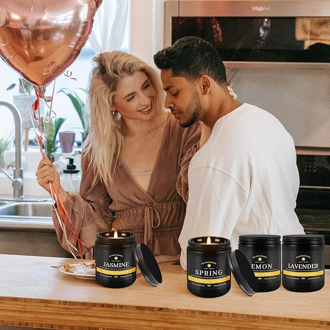 9Psc Scented Candles Set | Men Candle Set,7oz Gifts for Men Aromatherapy, Soy Candle(Black) - Bloomnest