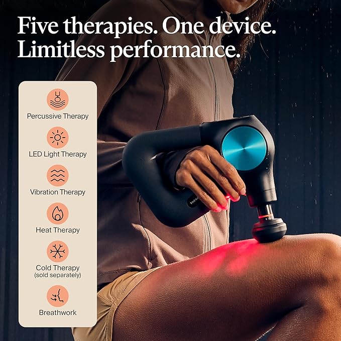 Therabody Theragun PRO Plus - 6-in-1 Deep Tissue Percussion Massage Gun, Handheld Personal Massager for Full Body Pain Relief & Muscle Tension with Biometric Breathwork, Vibration & Heated Attachments - Bloomnest