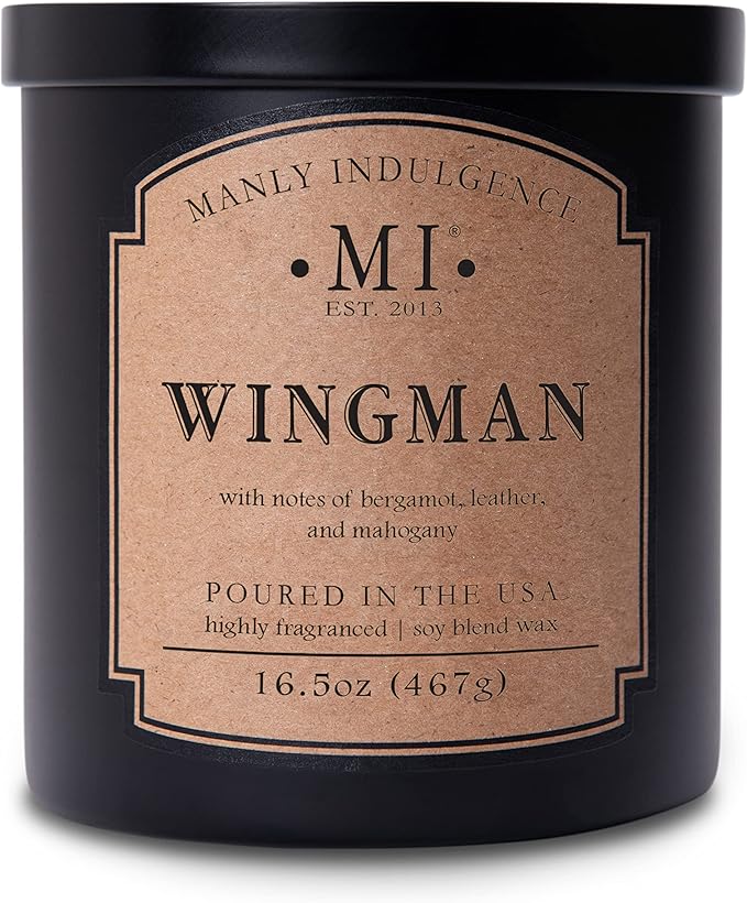 Manly Indulgence Wingman Scented Candles for Men, 2 Wick, 16.5 oz, Premium Soy Blend Wax, 60H Burn, Candles for Home Scented - Made in The USA - Bloomnest