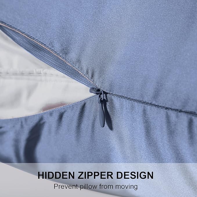 Mulberry Silk Pillowcase for Hair and Skin,Standard Size Cooling Silk Pillow Case with Hidden Zipper,Allergen Proof Dual Sides Soft Breathable Smooth Silk Pillow Cover for Women(Standard,Grayish Blue) - Bloomnest