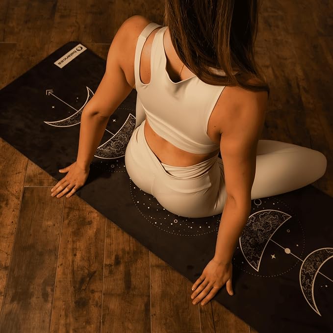 Yoga Mat With Strap 5mm Non Slip Suede & TPE - Beige Eco-Friendly Fitness & Exercise Mat for Home Gym, Pilates, Hot Yoga, and Meditation - Lightweight Durable 72 x 24 inch Workout Mat for Women, Men - Bloomnest