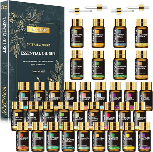 MAYJAM 35x5ML Essential Oil Gift Set, Pure Essential Oils for Diffusers Massage, Fragrance Oil Scented Oil for DIY Soap Candle Making - Bloomnest