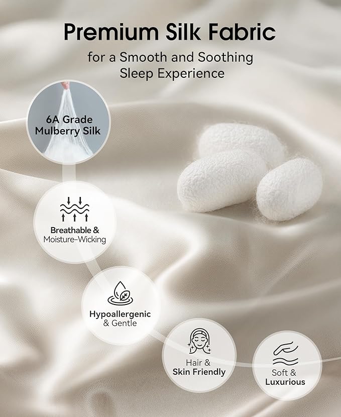MUSICOZY Mulberry Silk Bluetooth Sleep Mask with HD Stereo Sound, Wireless Sleep Headband Headphones for Side Sleepers, Adjustable Size, Total Light Blocking, Perfect for Travel Relaxation Sleep - Bloomnest