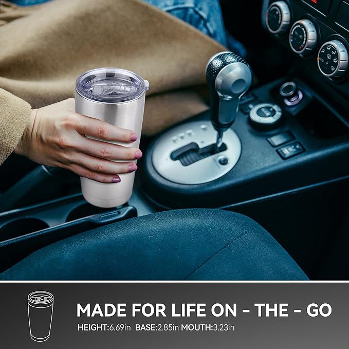 20 oz Tumbler Stainless Steel Tumblers Bulk with Lid Double Wall Insulated Coffee Tumbler Cups for Hot & Cold Drinks Powder Coated Travel Coffee Tumbler Mug Metal (Stainless Steel, 12 pack) - Bloomnest