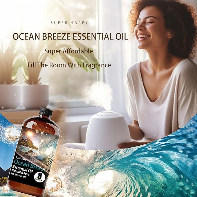 Ocean Breeze Essential Oil, Ocean Breeze Oil 8 Fl Oz 240ML for Diffuser Humidifier Yoga Cleaning DIY Candle Soap Making Perfume Gift for Women Fragrance Oils - Bloomnest