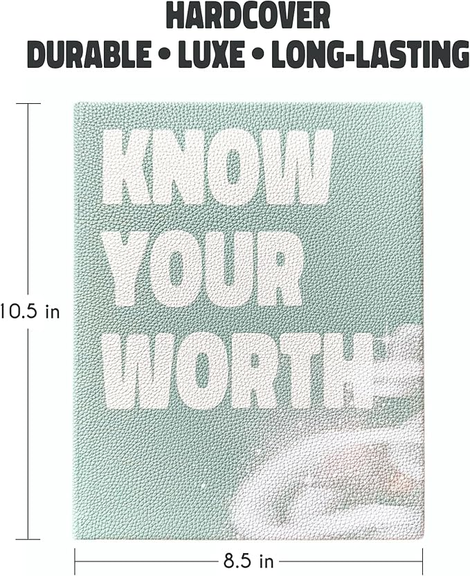 Know Your Worth Workbook by Angie Bellemare: Transformational Self-Growth & Mindset Journal for Women | 277-Page Full-Color Hardcover with 12 Chapters + 31-Day Challenge | Vegan Pebble-Leather Edition - Bloomnest