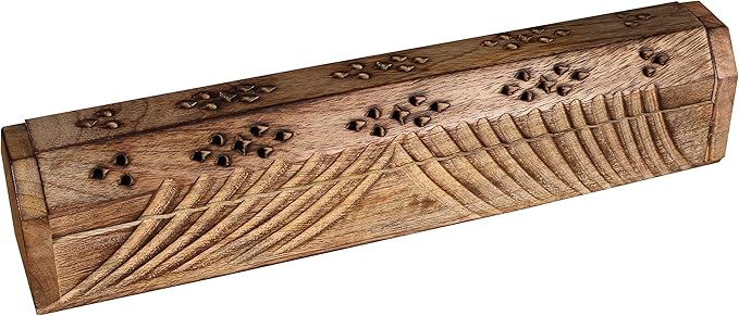 Wooden Coffee Incense Holder, Incense Stick Holder Perfect for Room Décor, Spiritual Décor Aeromatherapy, Wooden Incense Burner Holder with Storage Compartment - 12 Inch Natural - Bloomnest