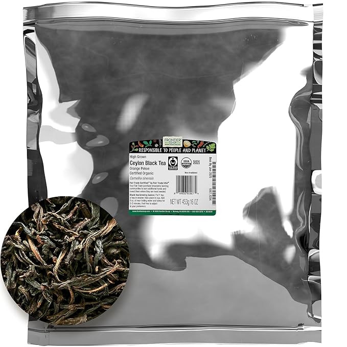 Frontier Co-op Organic Ceylon Black Tea, 1-Pound Bulk, High-Grown Orange Pekoe, Medium-Strong Tea Body, Kosher, Fair Trade - Bloomnest